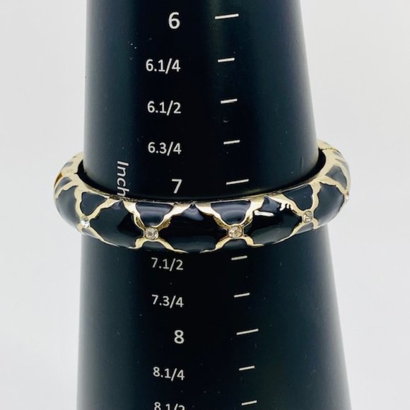 Sequin Brand Black Enamel & Crystal Hinged Clamper Style Bracelet - Picture 7 of 8